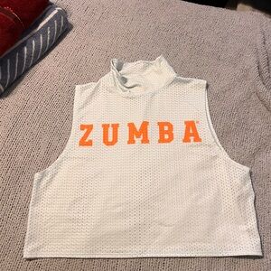 Zumba Fitness Light Blue Crop Top with Orange Logo
